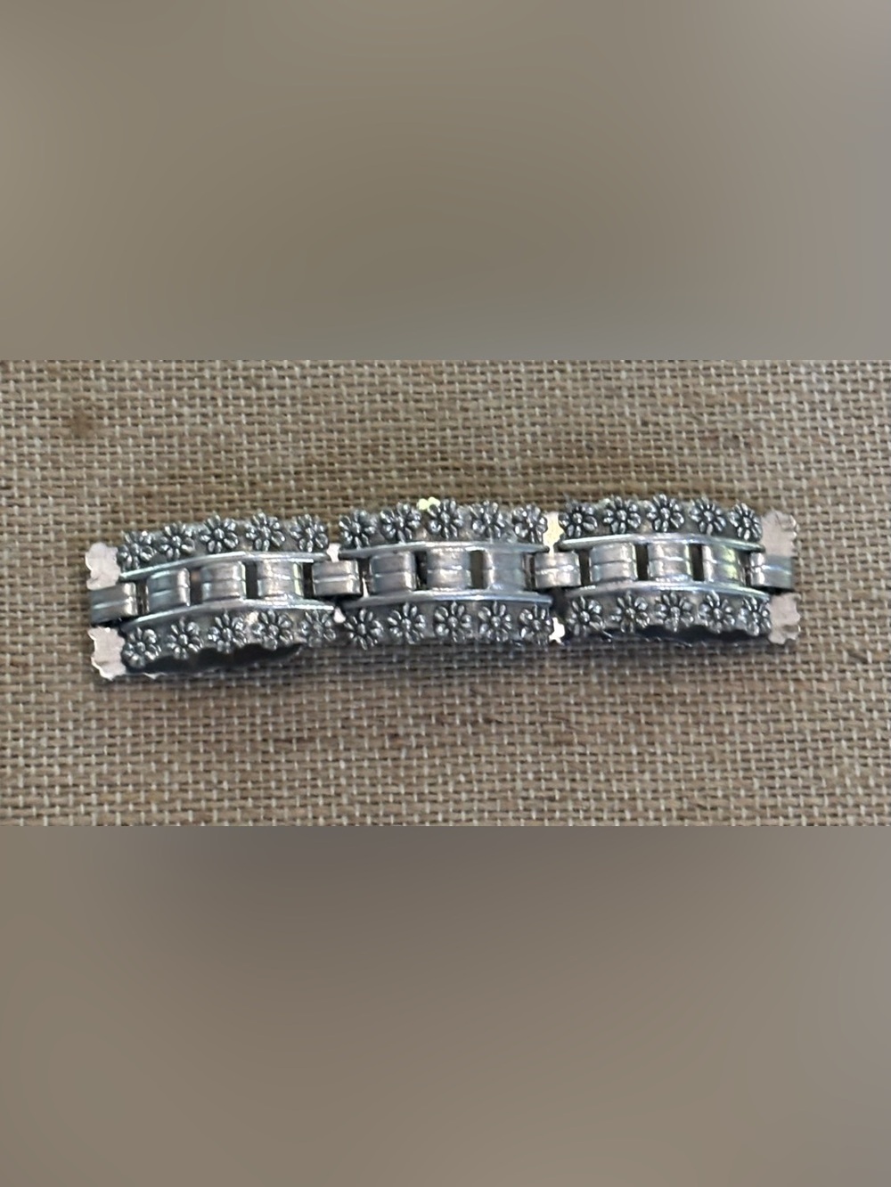 Vintage 1940”s Sterling Forget Me Not Ladder Panel Bracelet 7” Possibly Coro